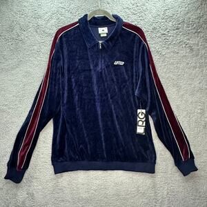 Lifted Research Group NWT Men's XL Velour Pullover Track Jacket Dark Blue Maroon